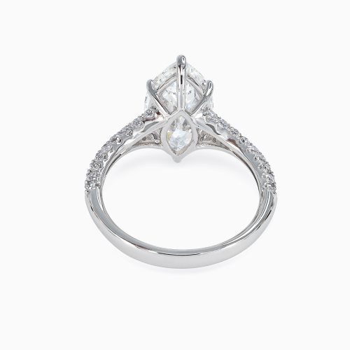 Accented Lab-Grown Marquise Diamond Split Shank Engagement Ring, 18k White Gold